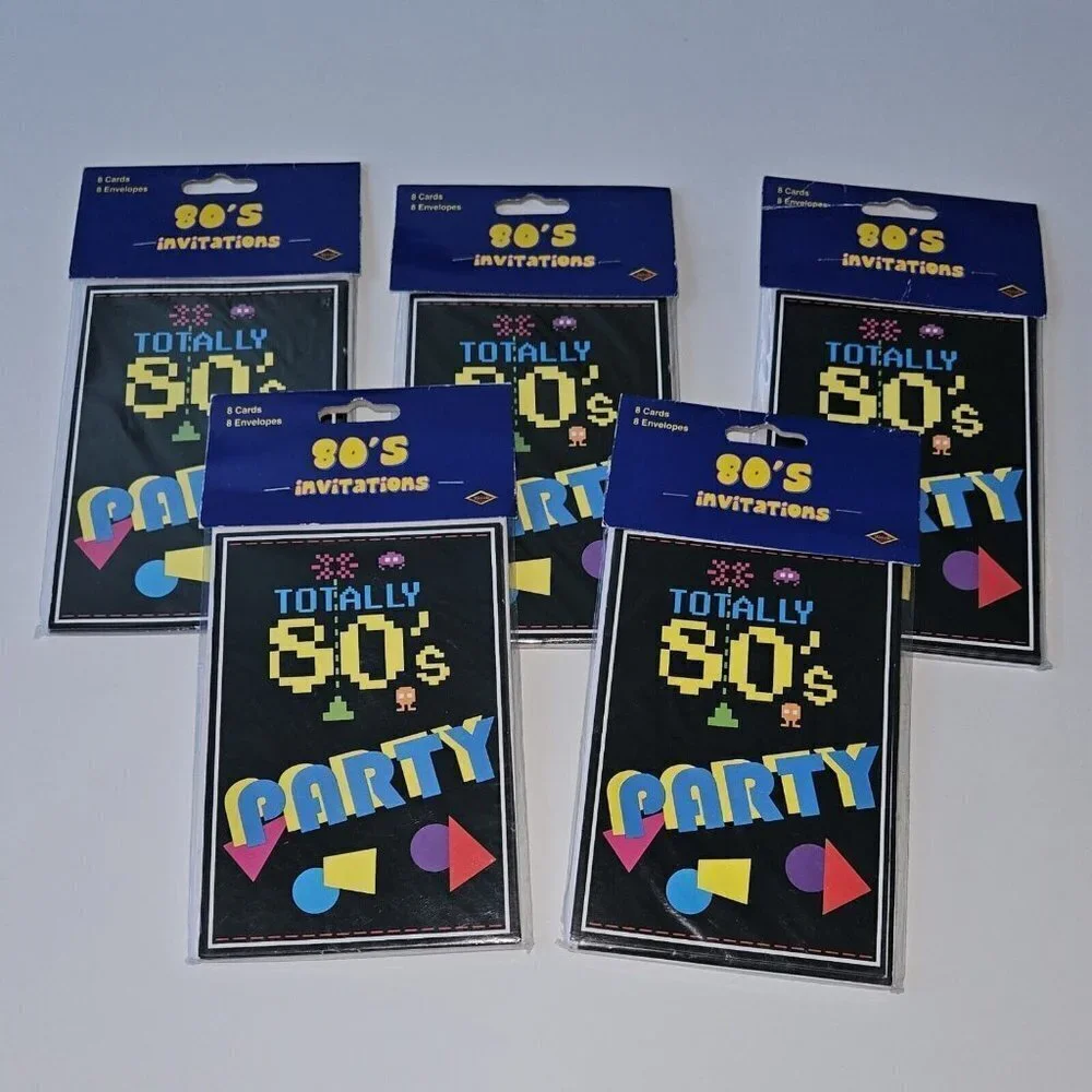NEW 5 Packs Totally 80s Party Invitations Lot (8 Cards/Envelopes Per Pk) Reunion